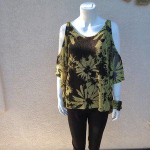Cold Shoulder Chartreuse Top